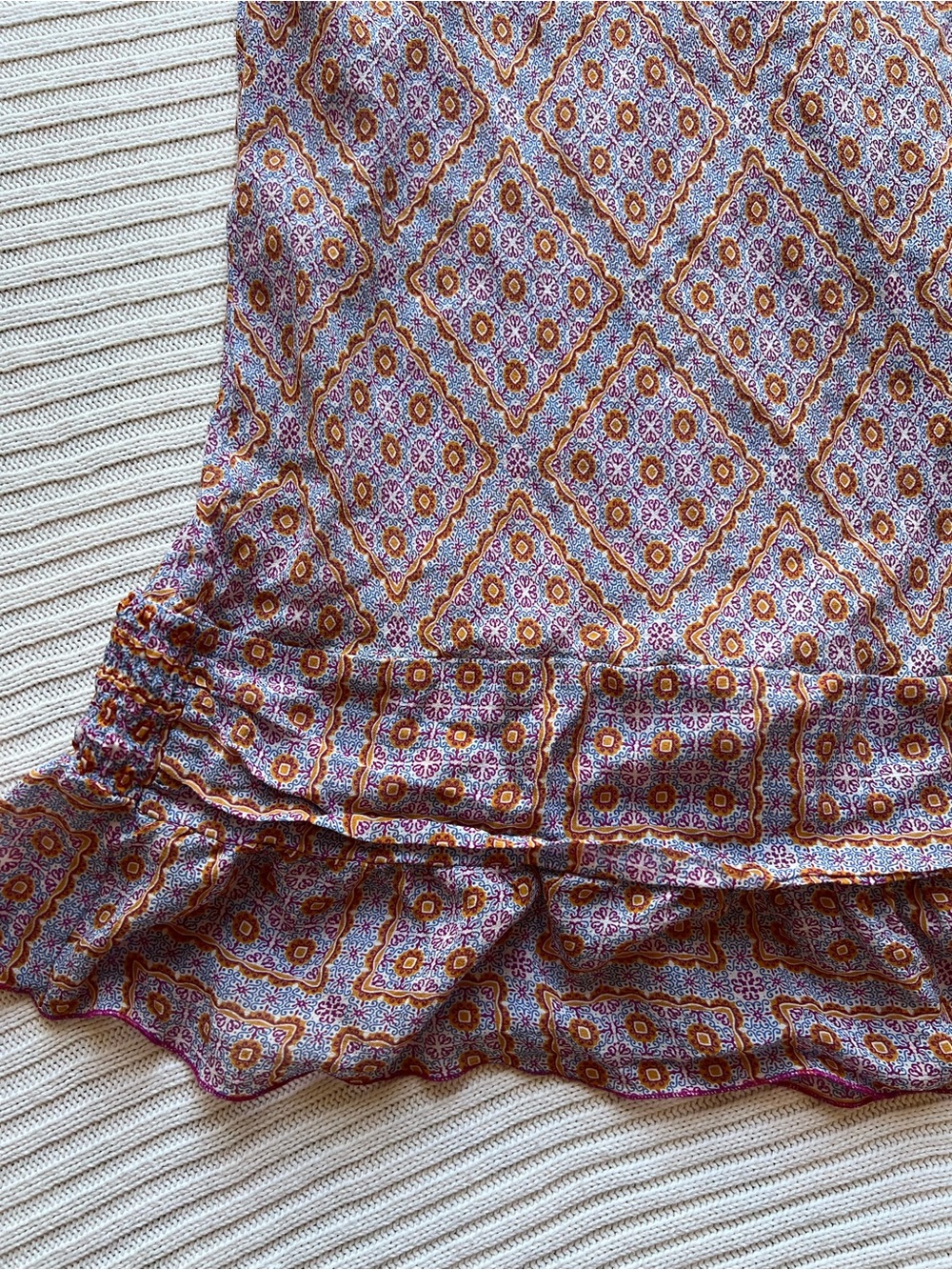 Intimissimi Y2K Boho Tile Print Sheer Racerback Slip Dress Ruffle Hem Cami - Picture 3 of 6